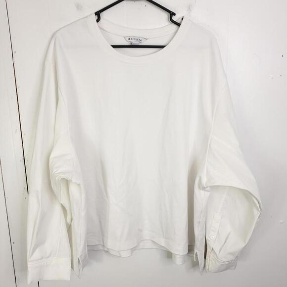 Athleta Top Womens 3X Harlow Hybrid Top Commuter Travel Casual Solid White - Picture 1 of 10